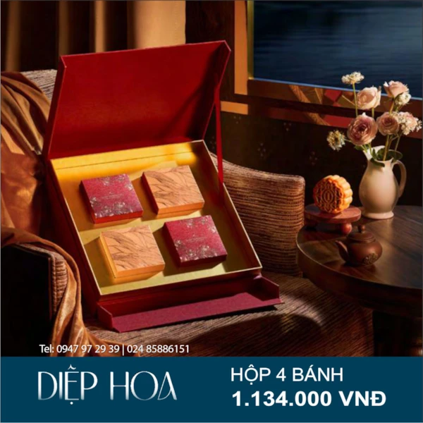 Bánh Trung Thu Hộp Diệp Hoa - Hộp 4 Bánh 