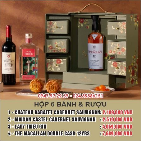 Bánh trung thu Intercontinental LM72 hộp 6 bánh và rượu CHATEAU BARATET CABERNET SAUVIGNON