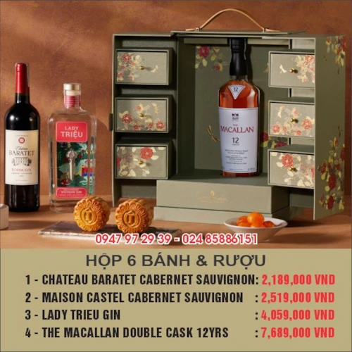Bánh trung thu Intercontinental LM 72 hộp 6 bánh và rượu